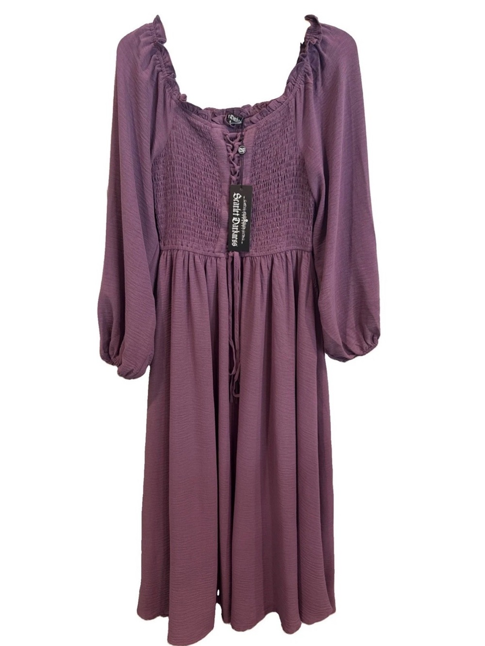 Scarlet Darkness Smocked Corset Midi Dress NWT